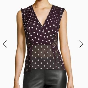 Veronica Beard Elle Polka Dot Silk Top